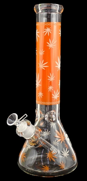 14" Leaf Color Art Design Beaker Water Pipe
