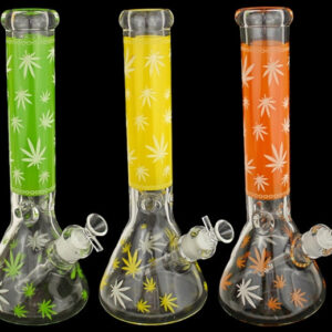 14" Leaf Color Art Design Beaker Water Pipe