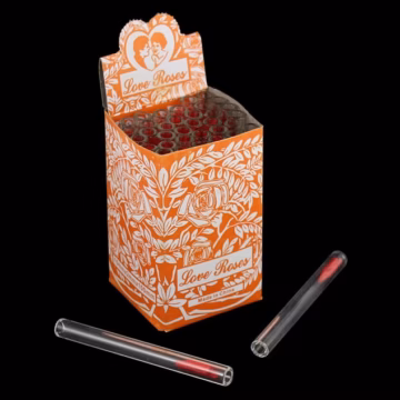 Glass Tube Love Roses 36pc Open End - 4" Thick (Orange Box)