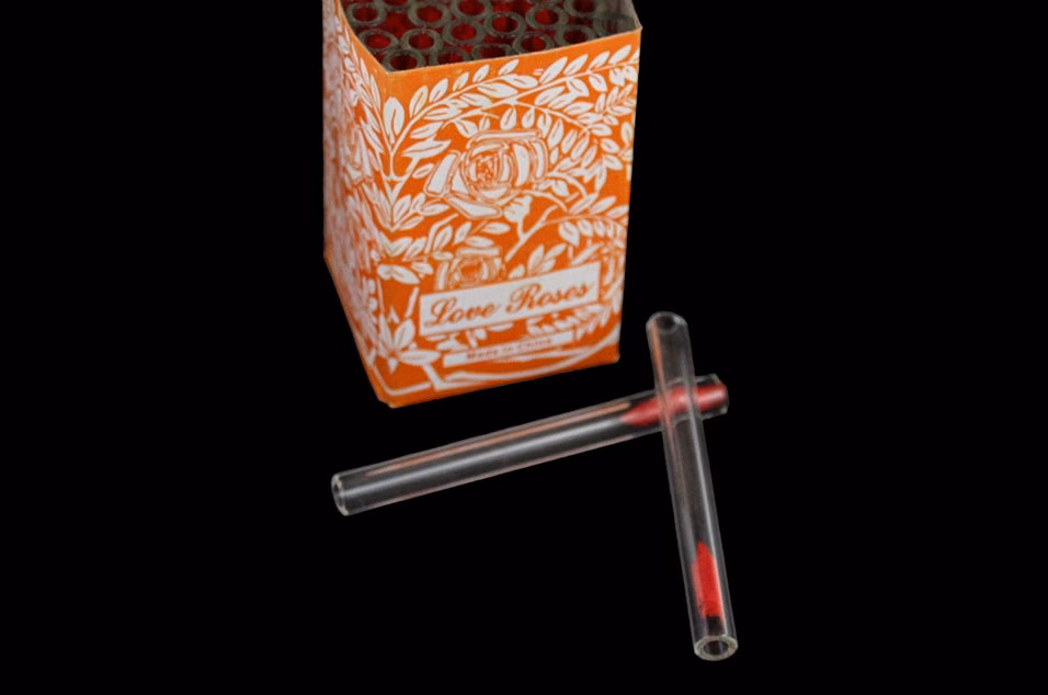 Glass Tube Love Roses 36pc Open End - 4" Thick (Orange Box)