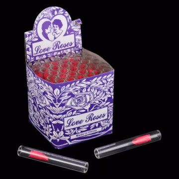 Glass Tube Love Roses 36pc Open End - 3" Thick (Short Purple Box)