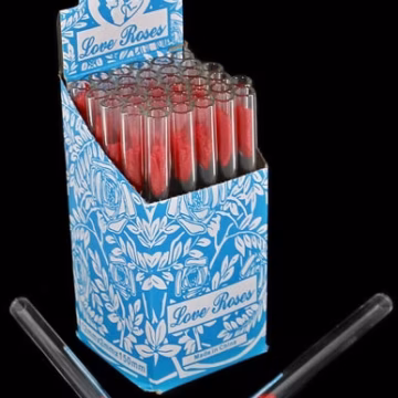 Glass Tube Love Roses 36pc Open End - Large