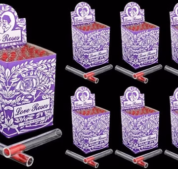 24ct Glass Tube Love Roses 36pc Open End - Thick (Purple or Green Box) CASE