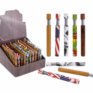 Spring Loaded Metal Pipe One HItter Chillum - Mix Design 100pk