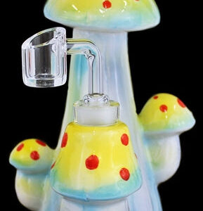 8" Ceramic Art Oil Rig - Mushrooms