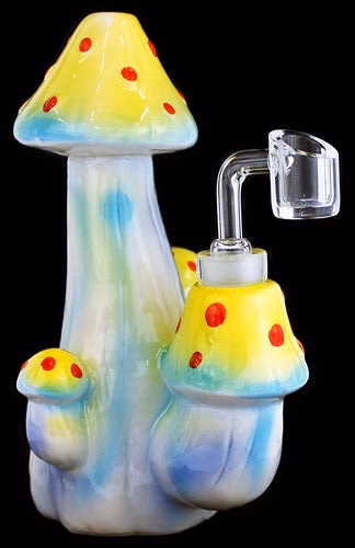 8" Ceramic Art Oil Rig - Mushrooms