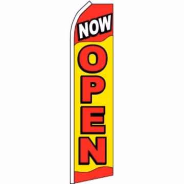 Now Open Windless Business Bow Swooper Feather Flag No Pole