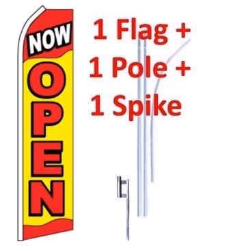 15' Now Open Windless Business Bow Swooper Feather Flag Kit