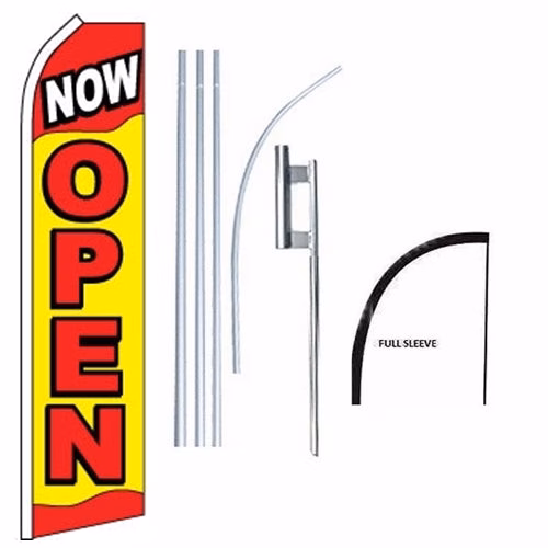 15' Now Open Windless Business Bow Swooper Feather Flag Kit