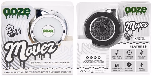 Ooze Movez Wireless Speaker 510 Vape Battery - Cosmic Chrome - Image 3
