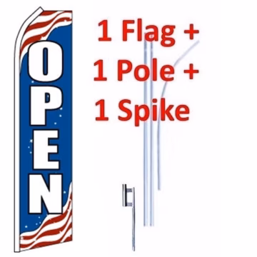 15' Open (Patriotic) Windless Business Bow Swooper Feather Flag Kit