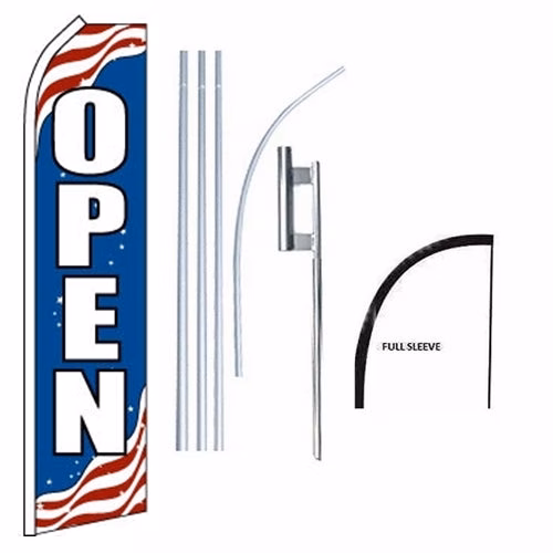 15' Open (Patriotic) Windless Business Bow Swooper Feather Flag Kit