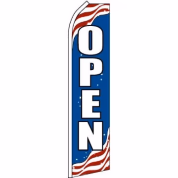 Open (Patriotic) Windless Business Bow Swooper Feather Flag No Pole