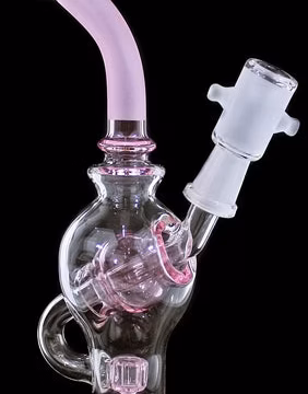 8" Orbit Shower Pink Etched Water Pipe With Female Bowl