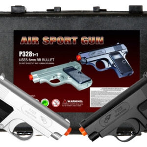 Double Eagle P328SB Dual Spring Pistol Set Black-Silver Airsoft Gun