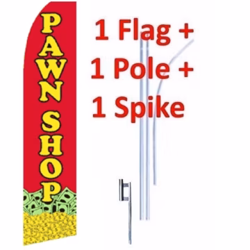 15' Pawn Shop Windless Business Bow Swooper Feather Flag Kit