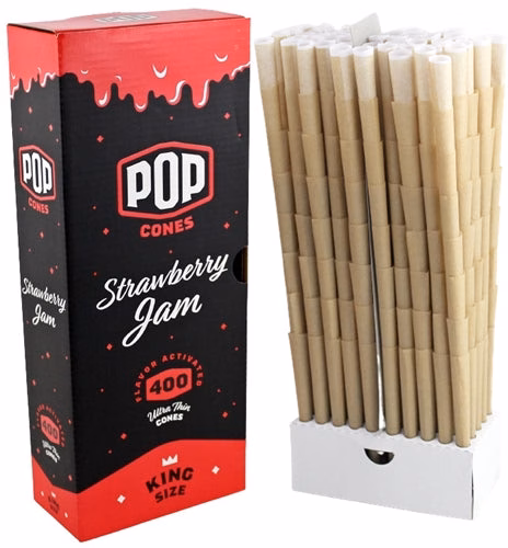 Pop Cones Flavor Activated Pre-Rolled Cones - King Size - 400pk - Strawberry Jam