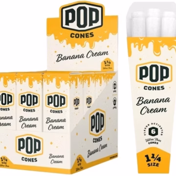 Pop Cones Flavor Activated Pre-Rolled Cones - 1 1-4 - ULTRA THIN - Banana Cream