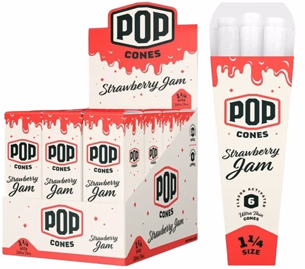 Pop Cones Flavor Activated Pre-Rolled Cones - 1 1-4 - ULTRA THIN - Strawberry Jam - Image 4