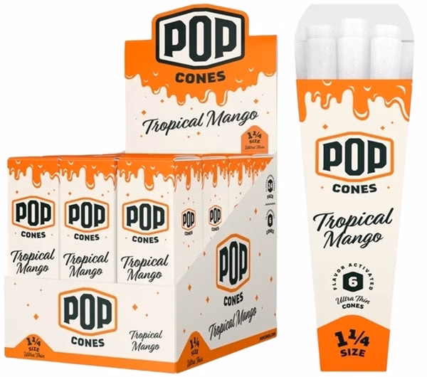 Pop Cones Flavor Activated Pre-Rolled Cones - 1 1-4 - ULTRA THIN - Tropical Mango - Image 4