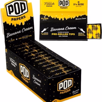 Pop Papers with Flavor Activated Pre-Rolled Tips - 1 1-4 - Banana Cream