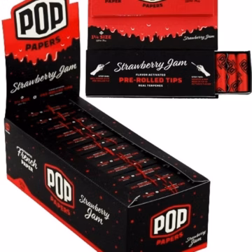 Pop Papers with Flavor Activated Pre-Rolled Tips - 1 1-4 - Strawberry Jam