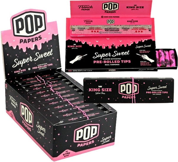 Pop Papers with Flavor Activated Pre-Rolled Tips - King Size - Super Sweet