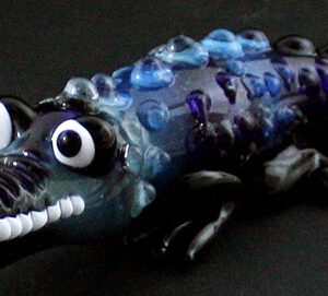 5.5" Pyrex Art Figure - Blue Crocodile