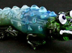 5.5" Pyrex Art Figure - Green Crocodile