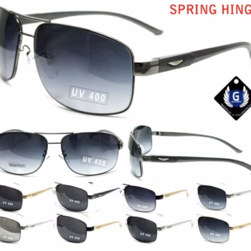 12ct G Sport Aluminum Aviator Sunglasses With Logo And Sping Hinge RAM10