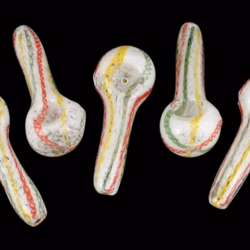 10ct 3" Rasta Rope Frit Spoon Hand Pipe