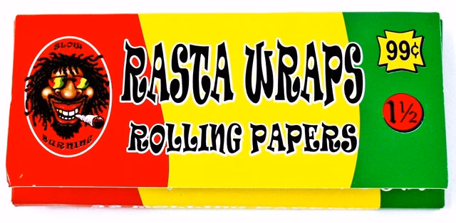 Rasta Wraps Rolling Papers - 1 1-2 78mm 50pk