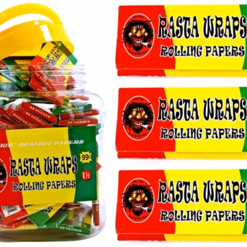 Rasta Wraps Rolling Papers - 1 1-2 78mm 50pk