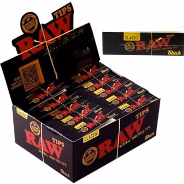 RAW Rolling Paper Tips - Black 50pk