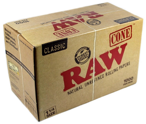 RAW Classic Bulk 1 1-4 Pre-Rolls Cones 1000pk 84mm 24mm