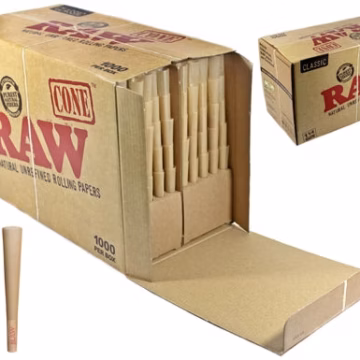 RAW Classic Bulk 1 1-4 Pre-Rolls Cones 1000pk 84mm 24mm