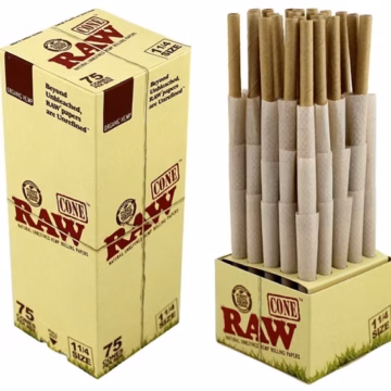 RAW Mini Bulk Prerolled Cones - Organic - 1 1-4 75pk