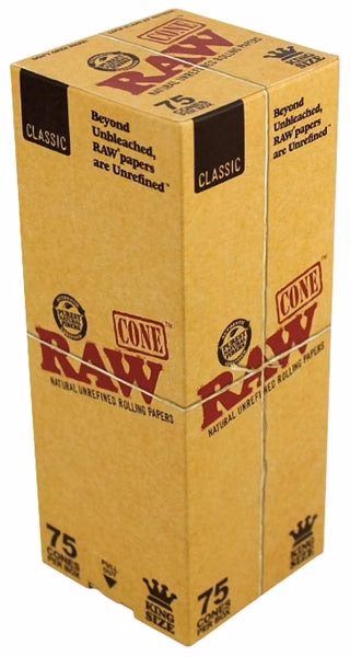 RAW Mini Bulk Prerolled Cones - Classic - King Size 75pk
