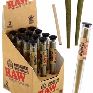 Raw Pressed Bud Wraps Pre-Rolled Flower Cones - King Size