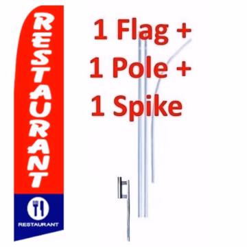 15' Restaurant Windless Business Bow Swooper Feather Flag Kit