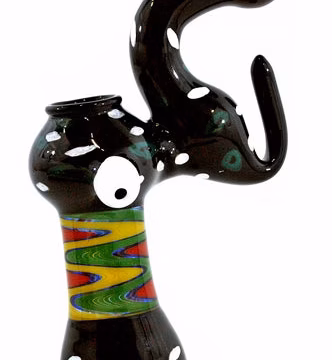 8" Reversal Black Tube Dot Bubbler