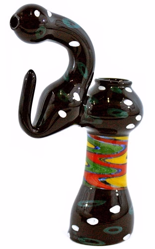 8" Reversal Black Tube Dot Bubbler
