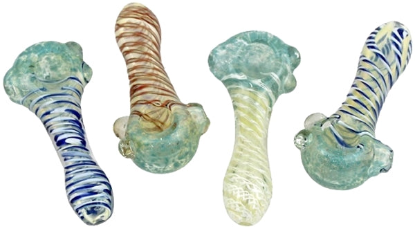 5ct 4" Swirl Art Frit Head Marble Hand Pipe Assortment