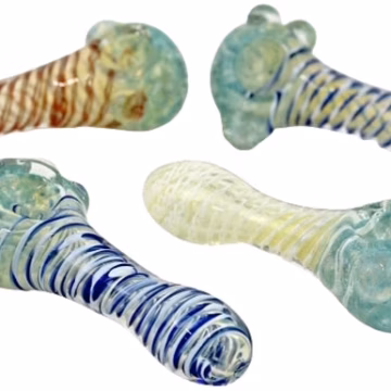 5ct 4" Swirl Art Frit Head Marble Hand Pipe Assortment