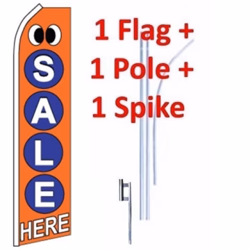 15' Sale Here Windless Business Bow Swooper Feather Flag Kit