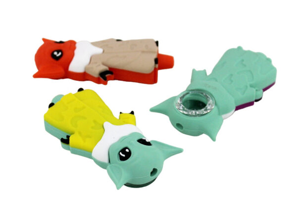 Silicone Hand Pipe with Glass Bowl - Yoda - Image 2