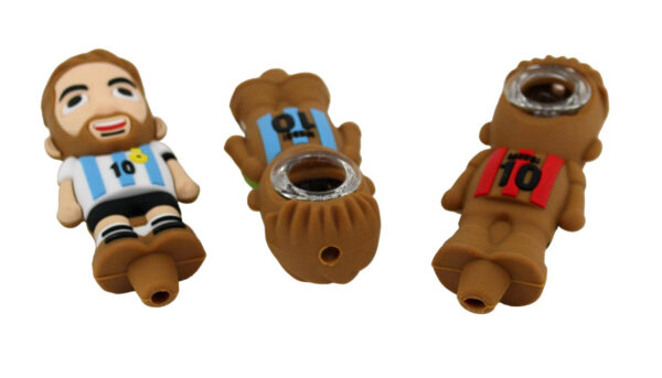 Silicone Hand Pipe with Glass Bowl - Messi - Image 3