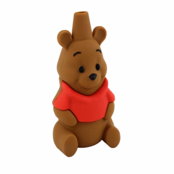 Silicone Hand Pipe with Glass Bowl - Pooh Bear