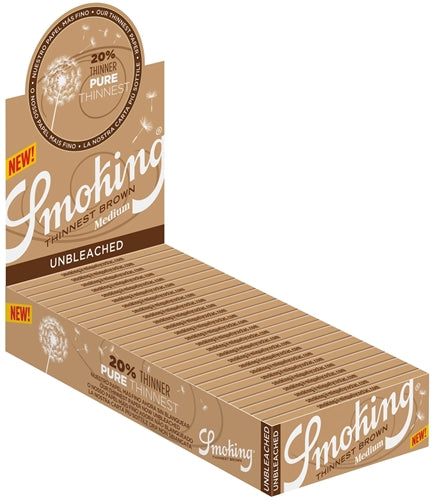 Smoking Thinnest Unbleached Rolling Paper - 1 1-4 Medium Size