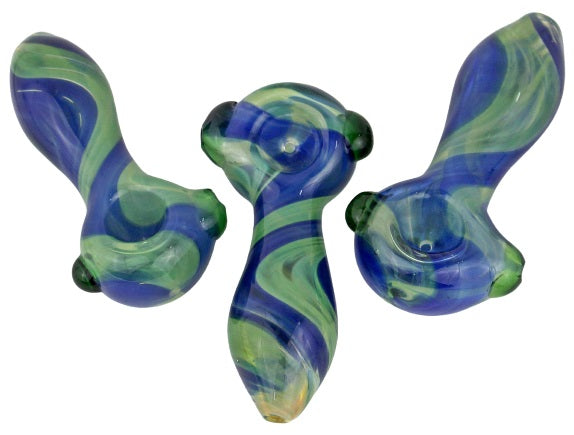 2ct 4.5" Spiral Color Art Marble Spoon Hand Pipe